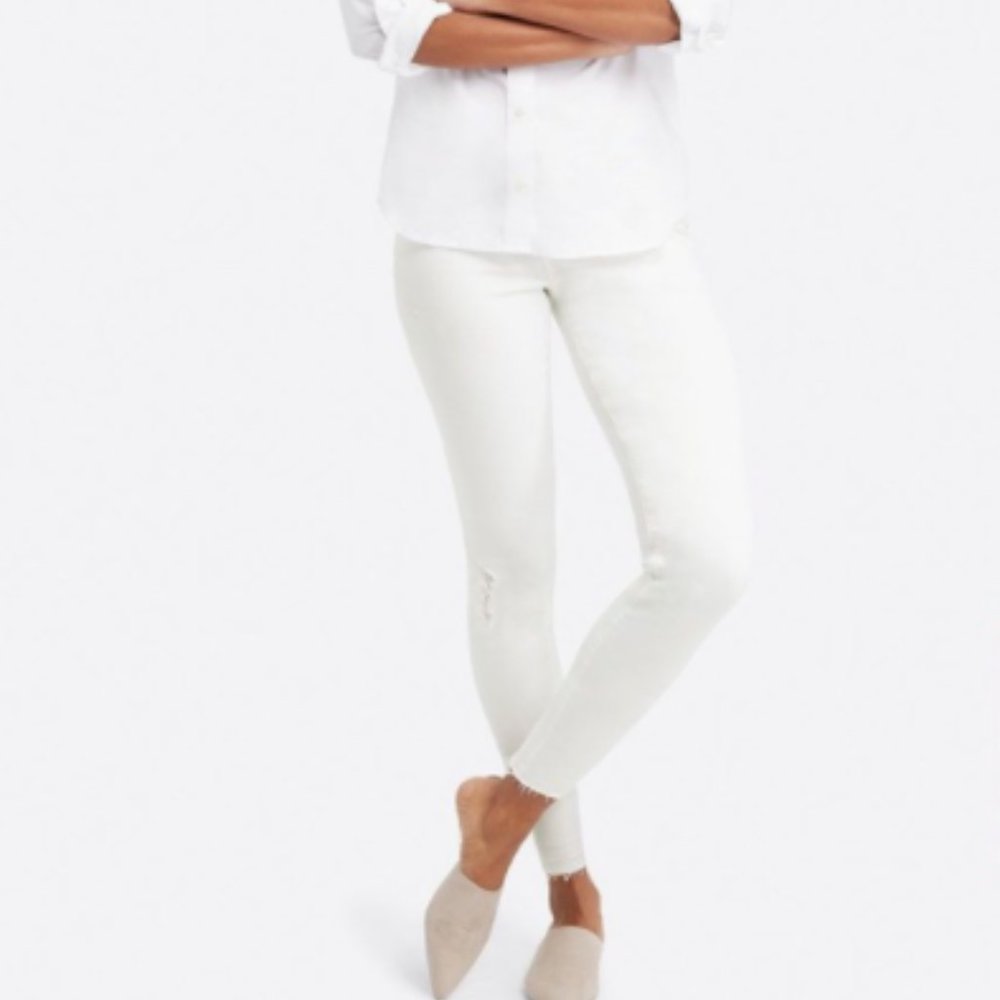 SPANX White Distressed High-Waisted Jeggings Small